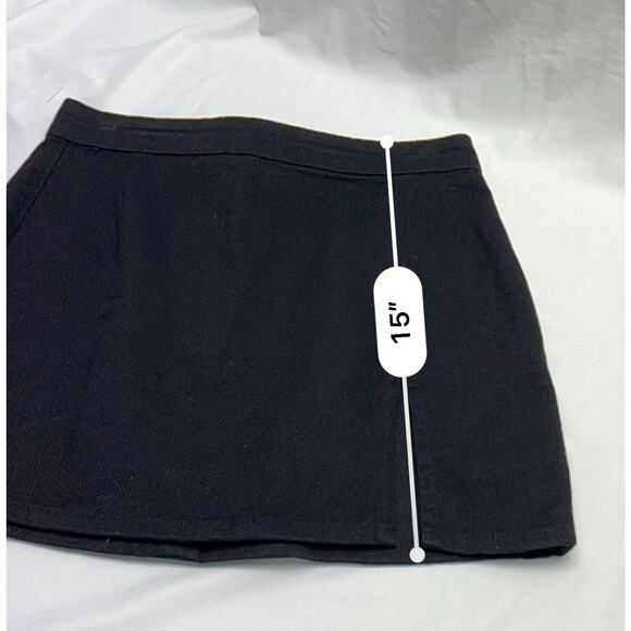 LIONESS Lola Black Denim Mini Skirt NWT Women's Size 6 Front Slit - Picture 7 of 8